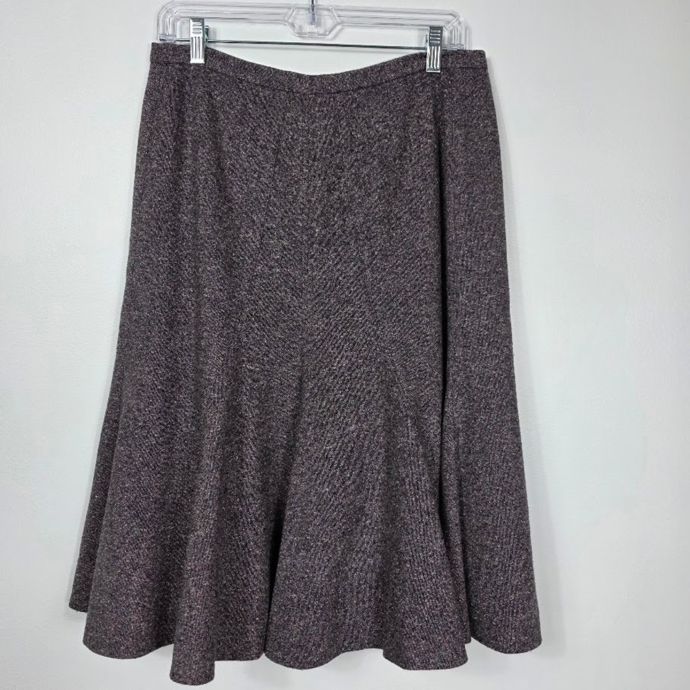 Jones New York 10 Petite Wool Silk Blend Herringbone Midi Skirt‎